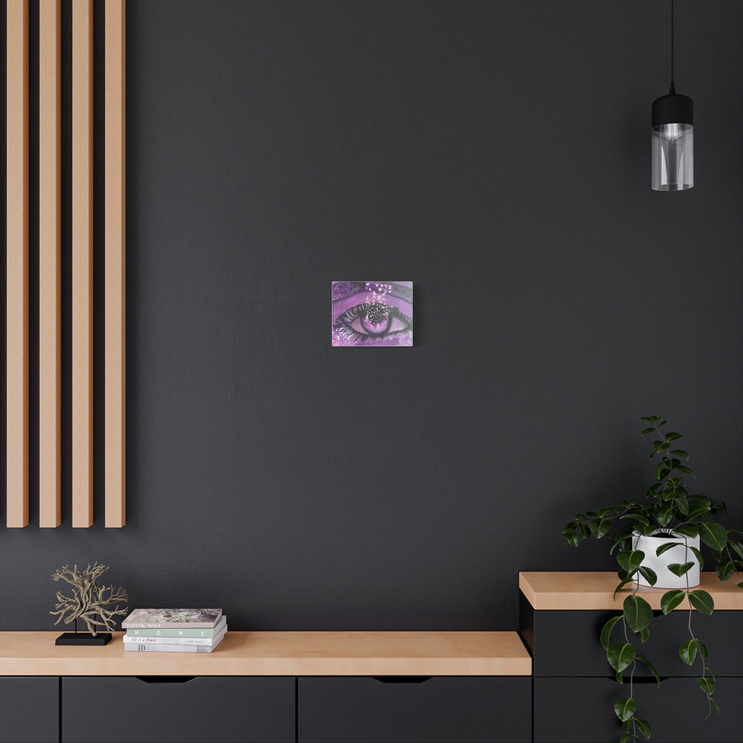 Purple Eye Canvas Print — Surreal Floral Eye Matte Stretched Wall Art