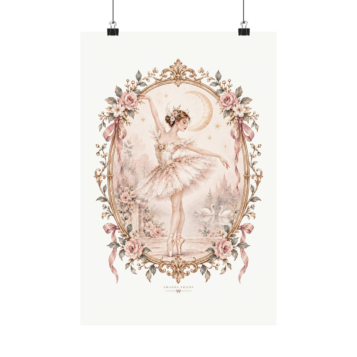 Ballerina and Moon Wall Art Print – photo 2 of 20