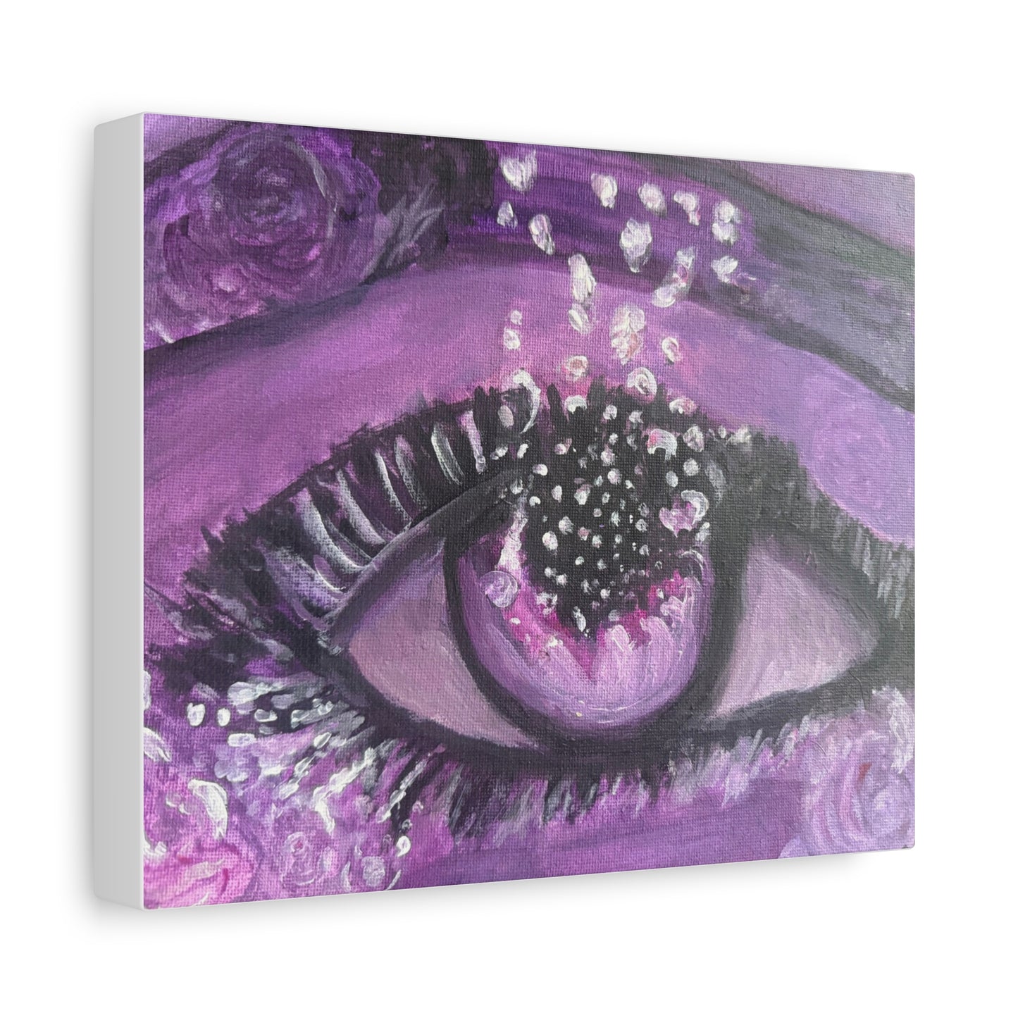 Purple Eye Canvas Print — Surreal Floral Eye Matte Stretched Wall Art