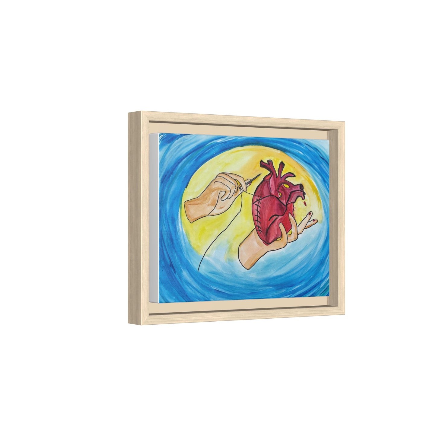 Mending Heart framed canvas wall art — room mockup