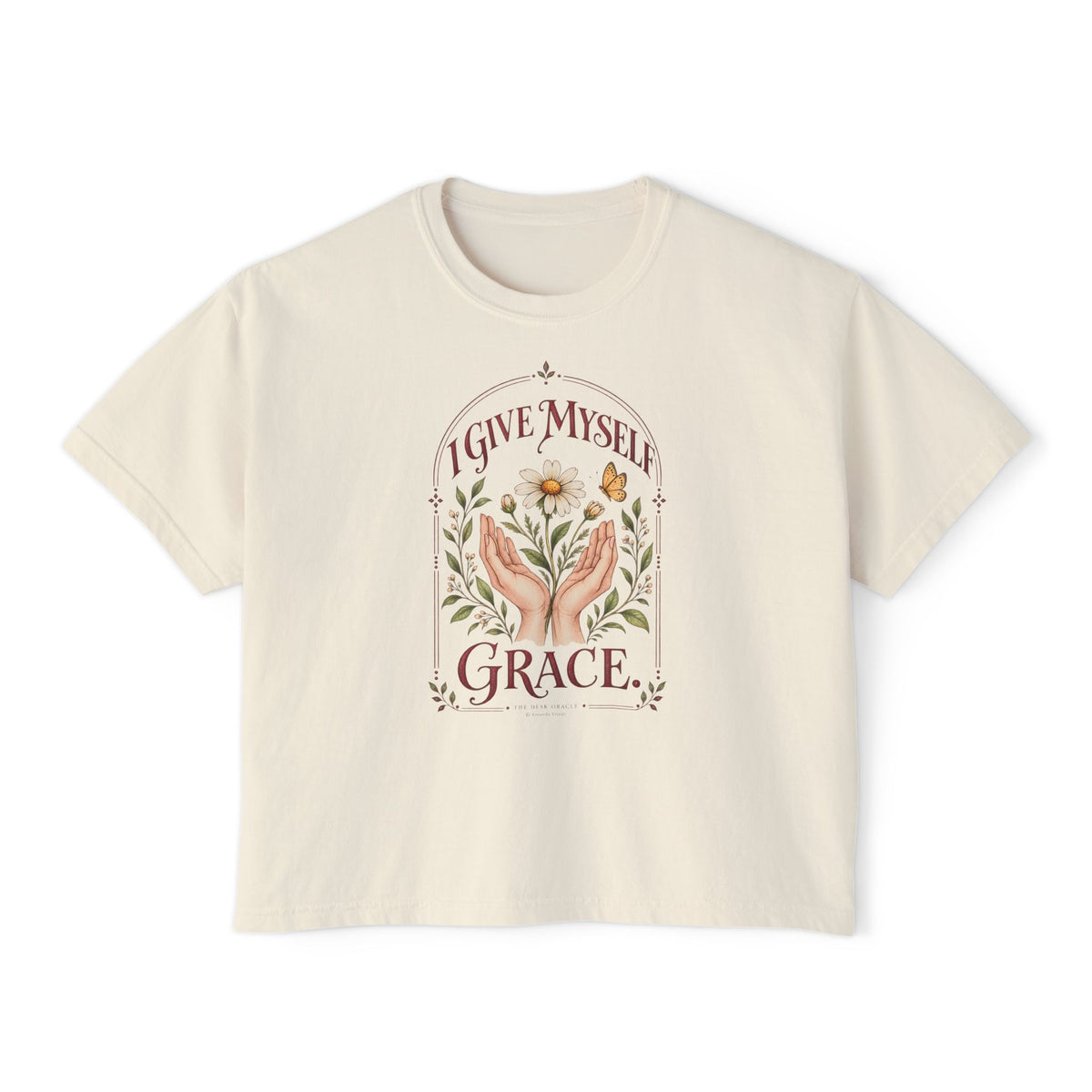 I Give Myself Grace Tee, floral boxy t-shirt – photo 6 of 7