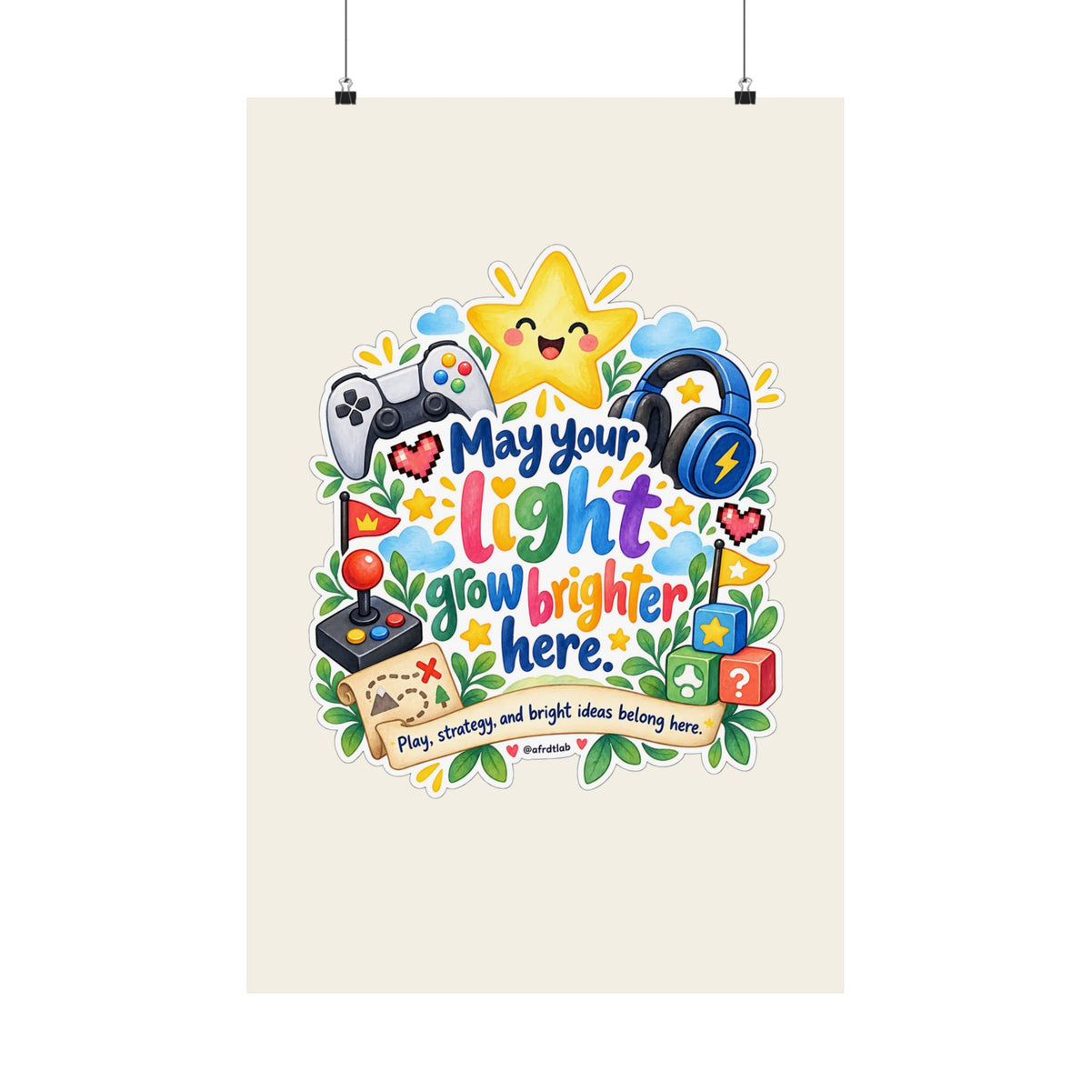 Gamer Kids Wall Art Print, May Your Light Grow Brighter Here – photo 1 of 20