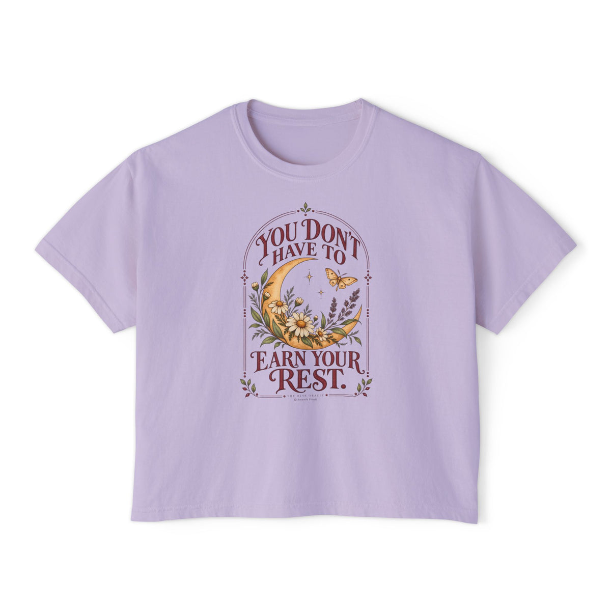 You Don't Have to Earn Your Rest Tee, moon floral boxy t-shirt – photo 5 of 7