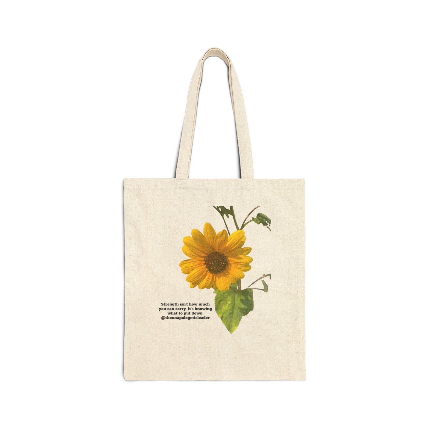 Elephant & Sunflower Canvas Tote — "Strength of Carrying" Inspirational Tote Bag