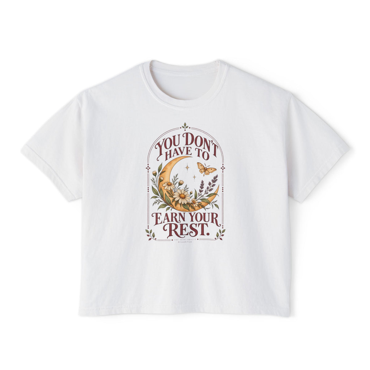 You Don't Have to Earn Your Rest Tee, moon floral boxy t-shirt – photo 1 of 7