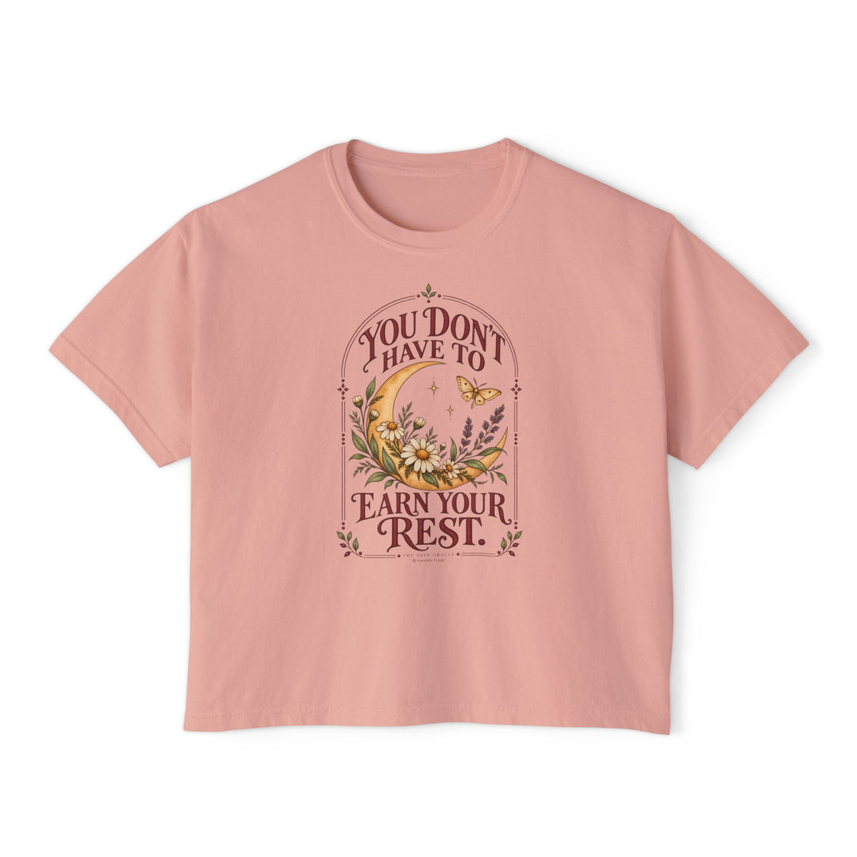 You Don't Have to Earn Your Rest Tee, moon floral boxy t-shirt – photo 2 of 7