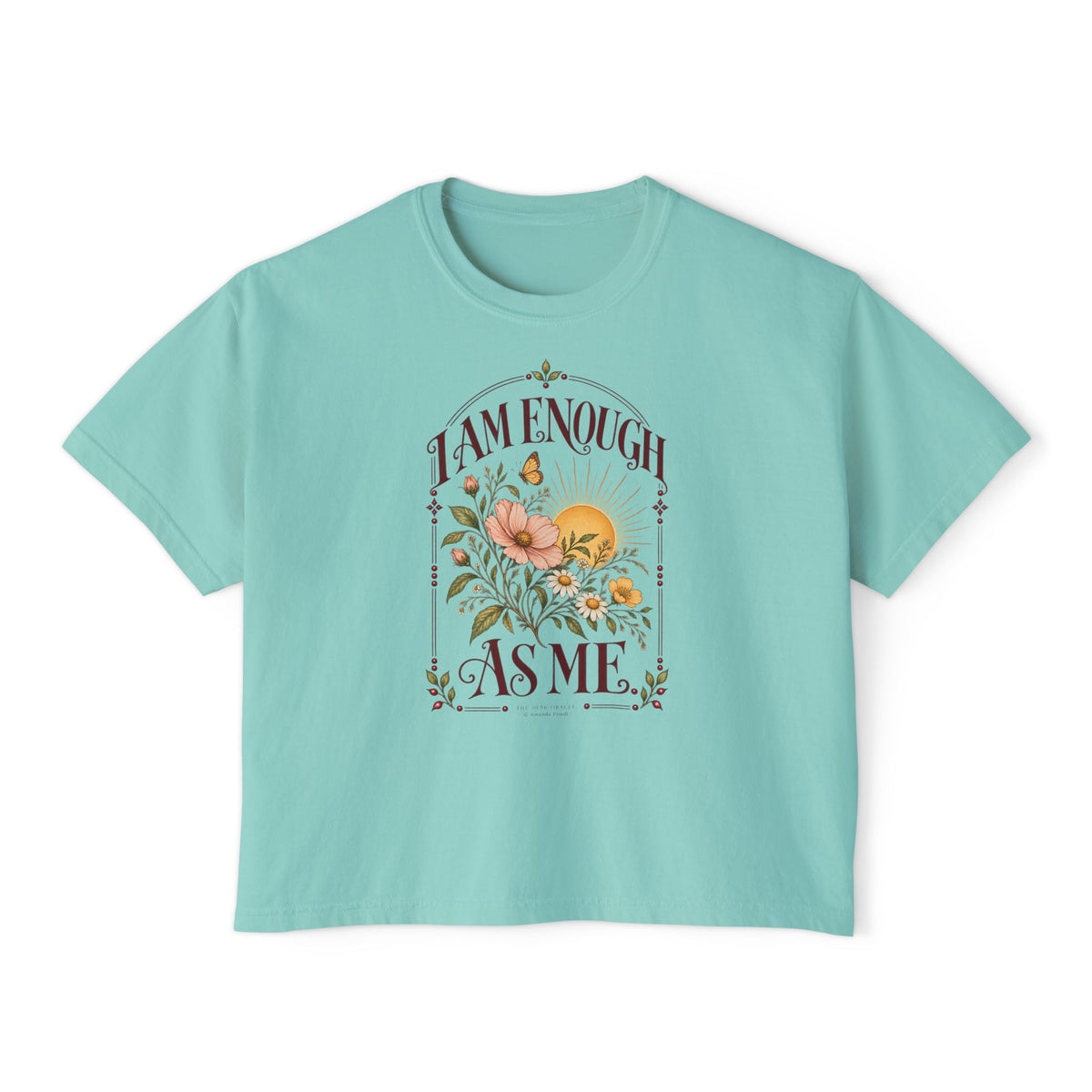 I Am Enough As Me Tee, sunshine floral boxy t-shirt – photo 4 of 7