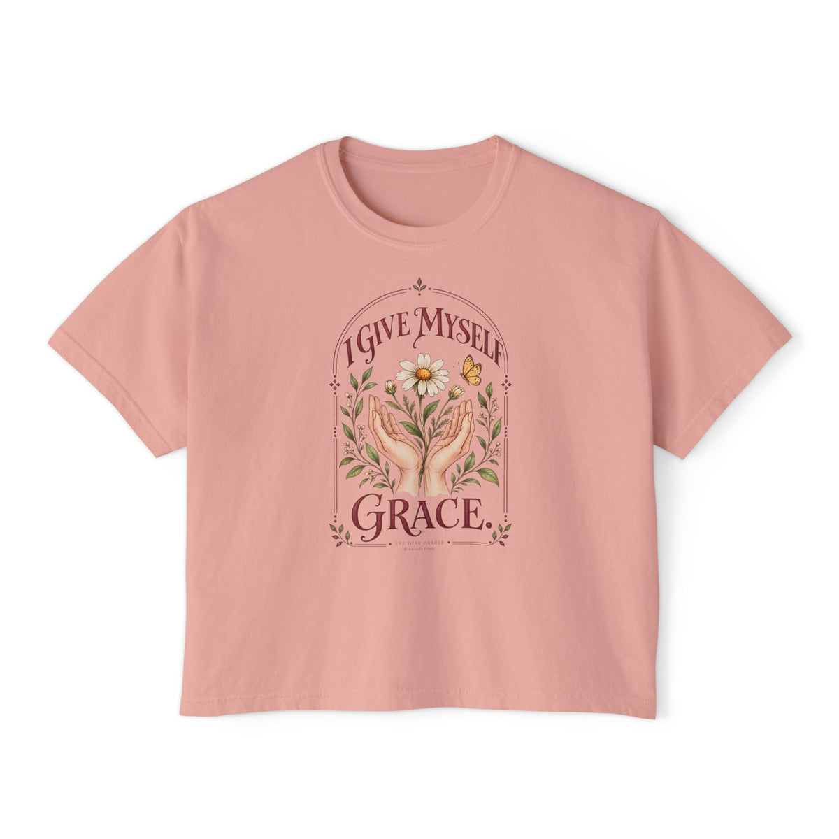 I Give Myself Grace Tee, floral boxy t-shirt – photo 2 of 7