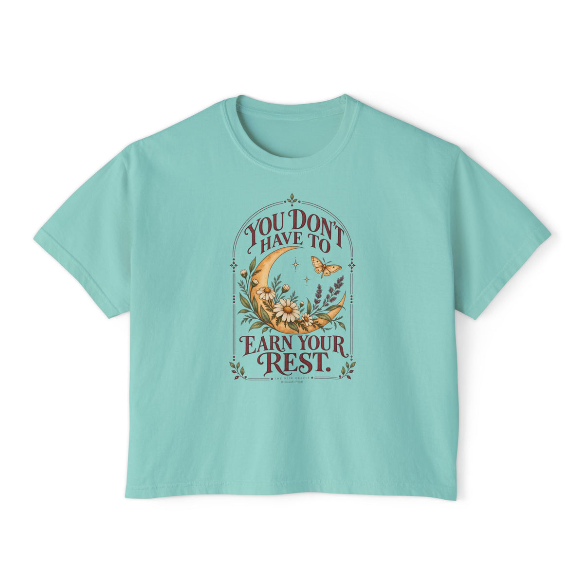 You Don't Have to Earn Your Rest Tee, moon floral boxy t-shirt – photo 4 of 7