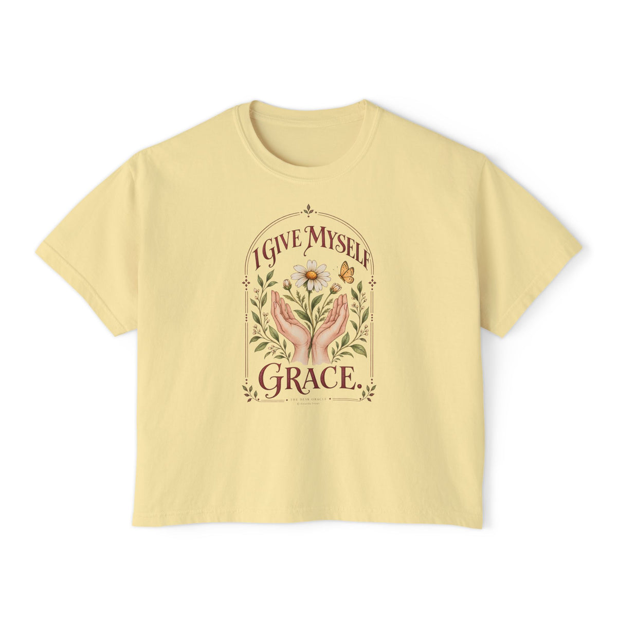 I Give Myself Grace Tee, floral boxy t-shirt – photo 3 of 7