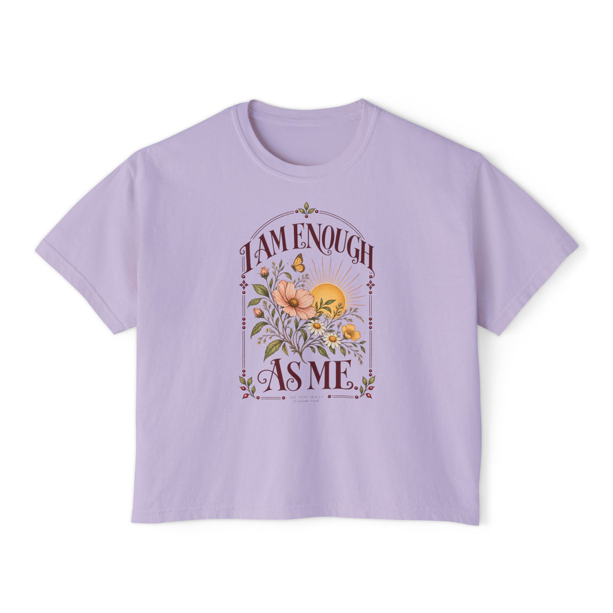 I Am Enough As Me Tee, sunshine floral boxy t-shirt – photo 5 of 7