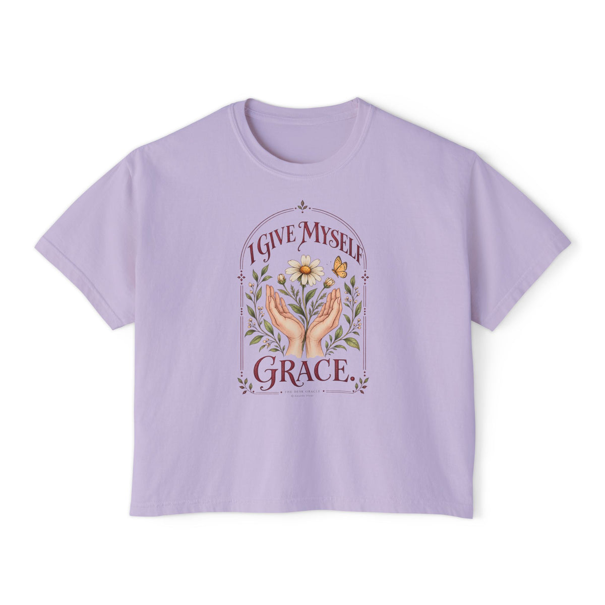 I Give Myself Grace Tee, floral boxy t-shirt – photo 5 of 7