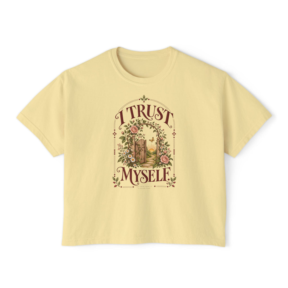 I Trust Myself Tee, garden gate floral boxy t-shirt – photo 3 of 7