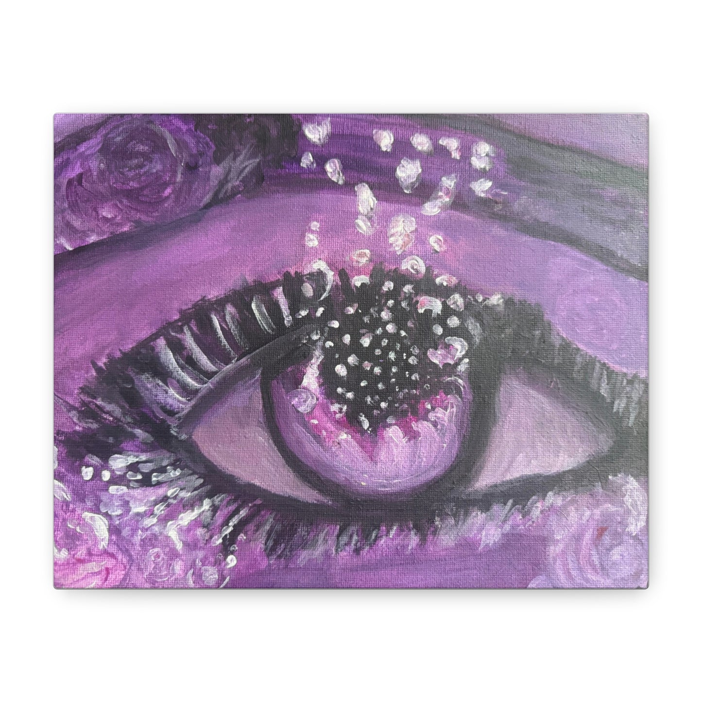 Purple Eye Canvas Print — Surreal Floral Eye Matte Stretched Wall Art