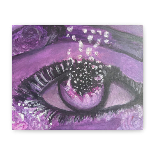Purple Eye Canvas Print — Surreal Floral Eye Matte Stretched Wall Art