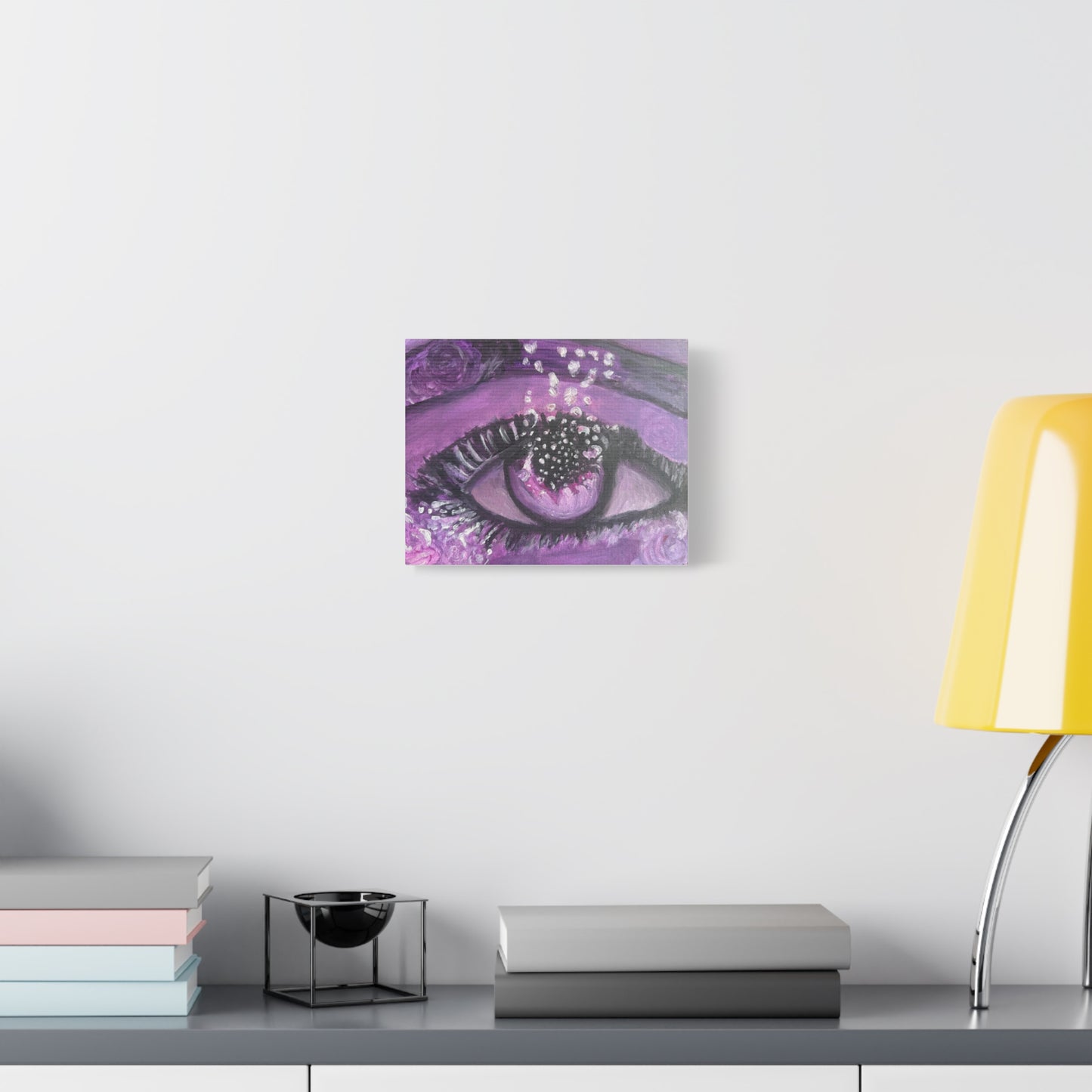 Purple Eye Canvas Print — Surreal Floral Eye Matte Stretched Wall Art