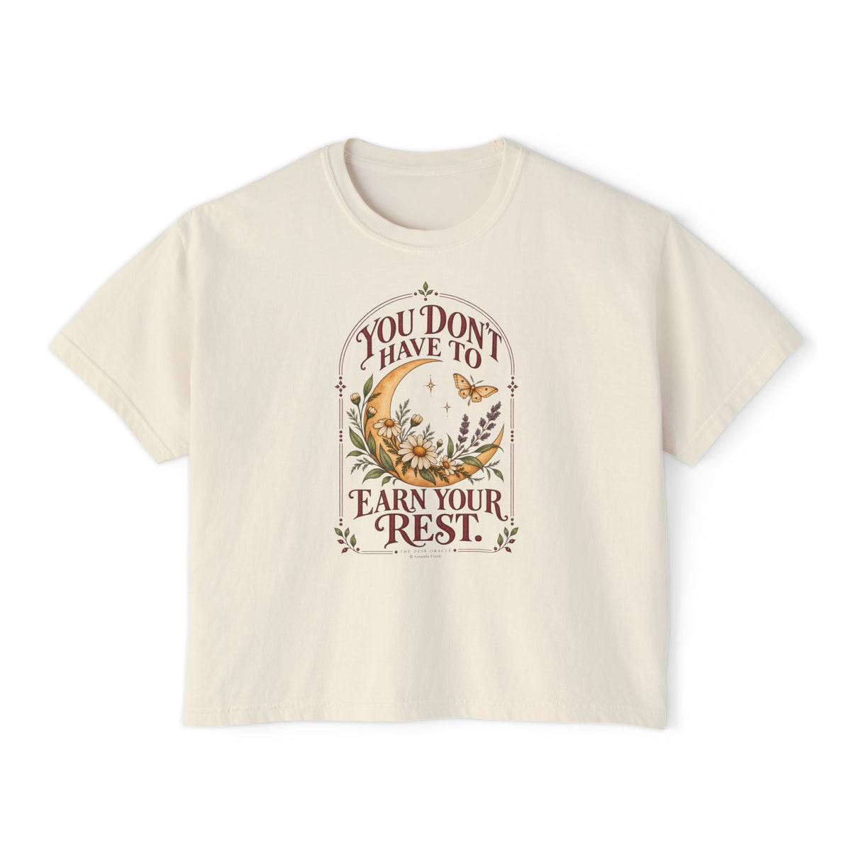 You Don't Have to Earn Your Rest Tee, moon floral boxy t-shirt – photo 6 of 7