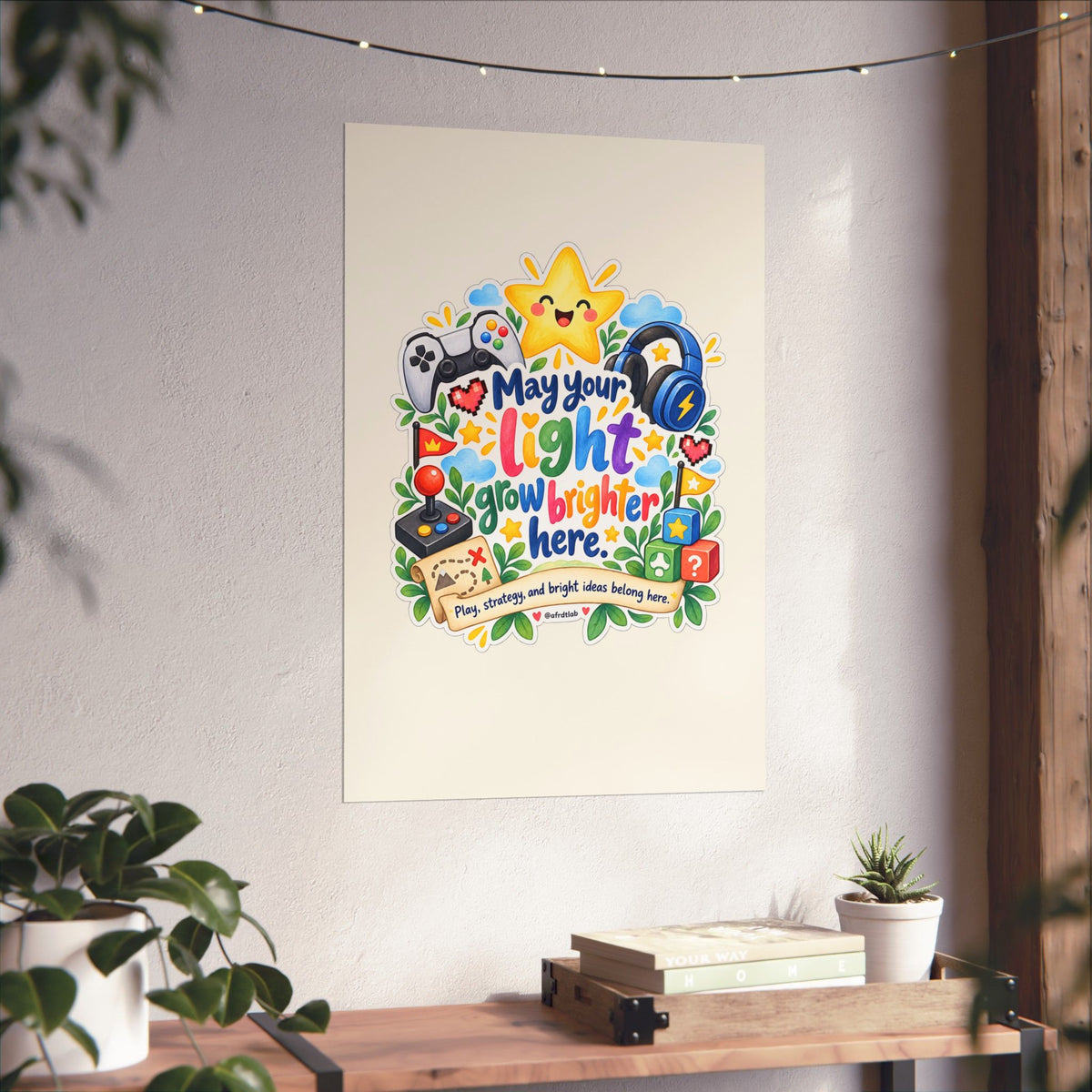 Gamer Kids Wall Art Print, May Your Light Grow Brighter Here – photo 8 of 20