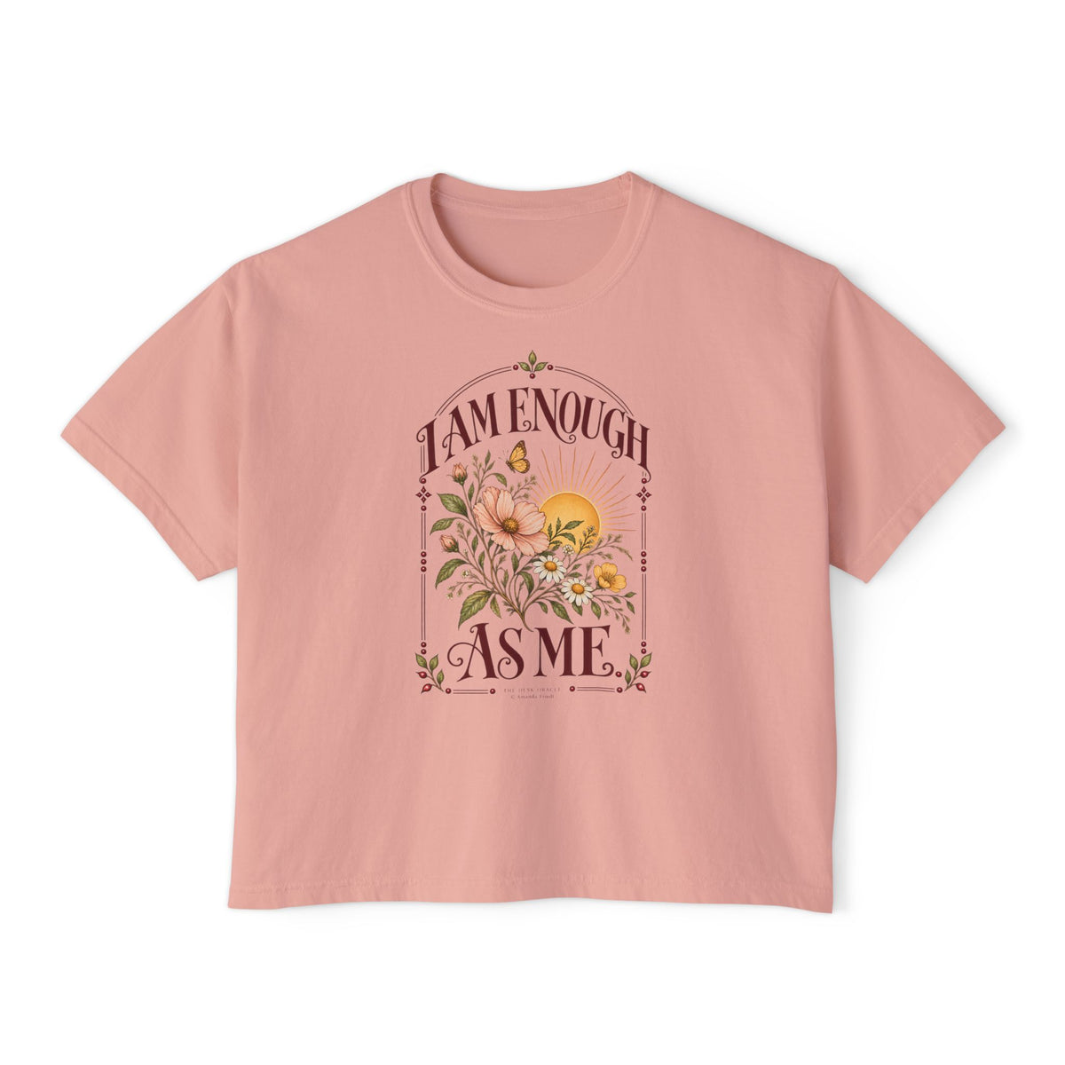 I Am Enough As Me Tee, sunshine floral boxy t-shirt – photo 2 of 7