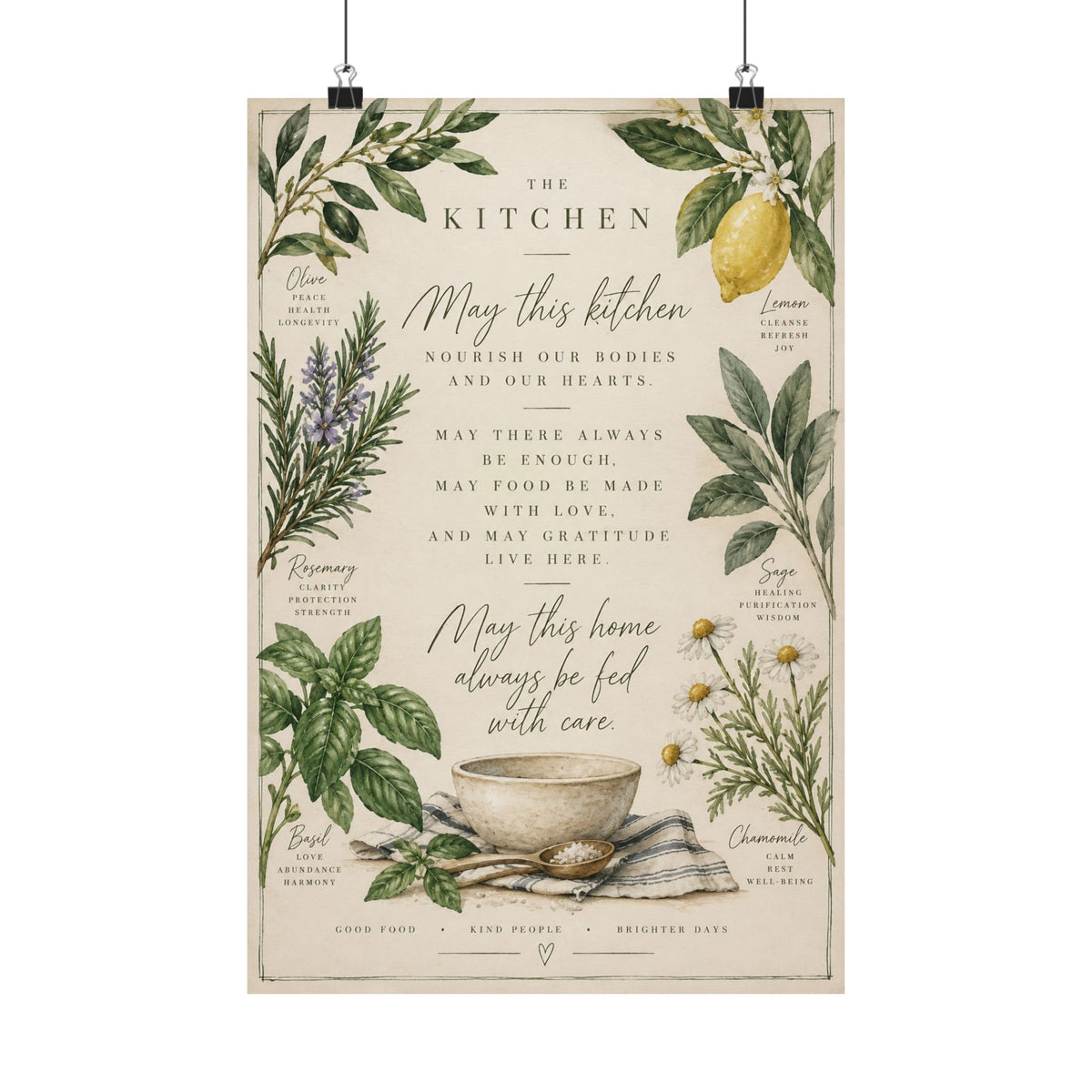 Kitchen Blessing Print, herb botanical kitchen prayer – photo 2 of 20