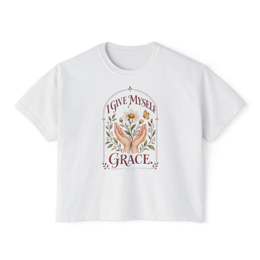 I Give Myself Grace Tee, floral boxy t-shirt – photo 1 of 7