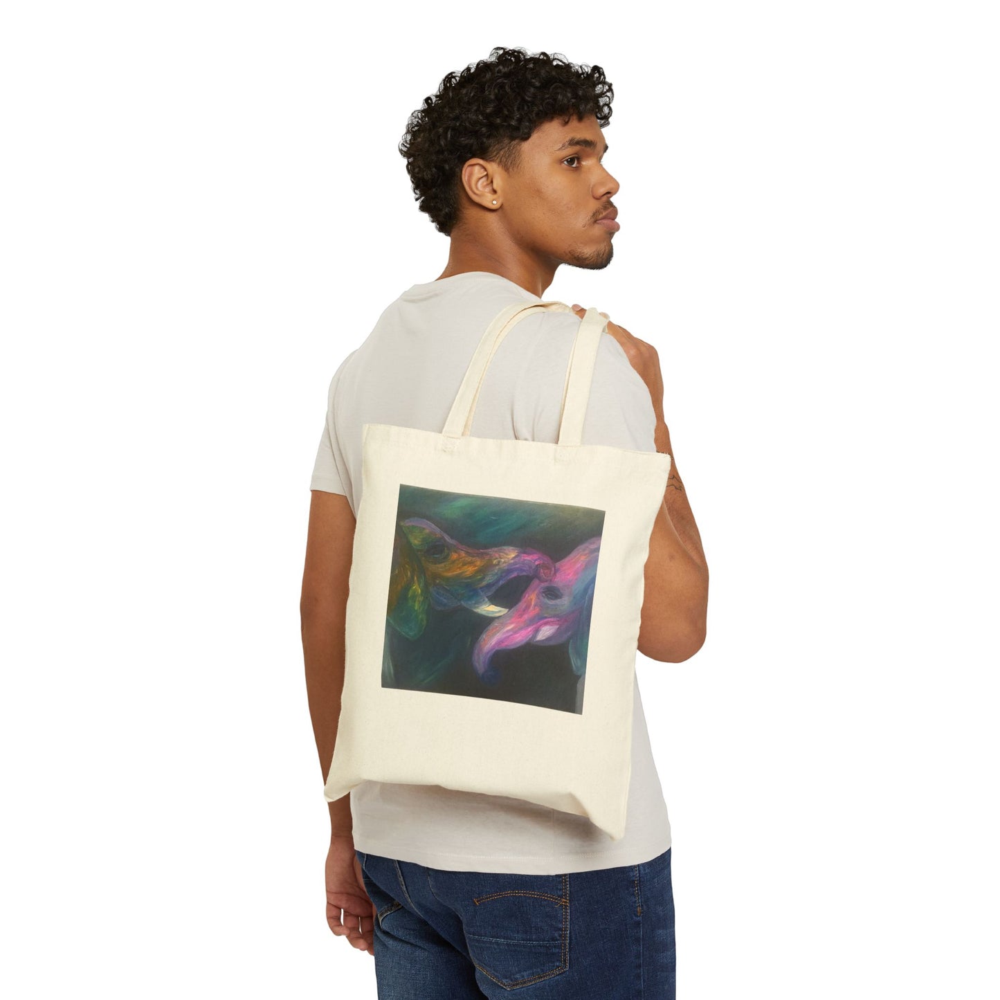 Elephant & Sunflower Canvas Tote — "Strength of Carrying" Inspirational Tote Bag