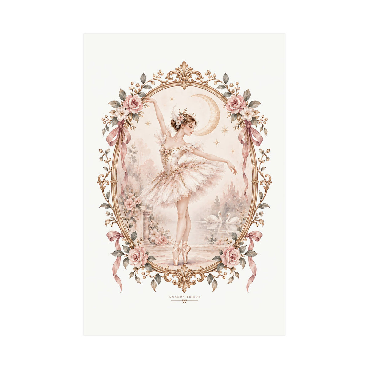 Ballerina and Moon Wall Art Print – photo 4 of 20