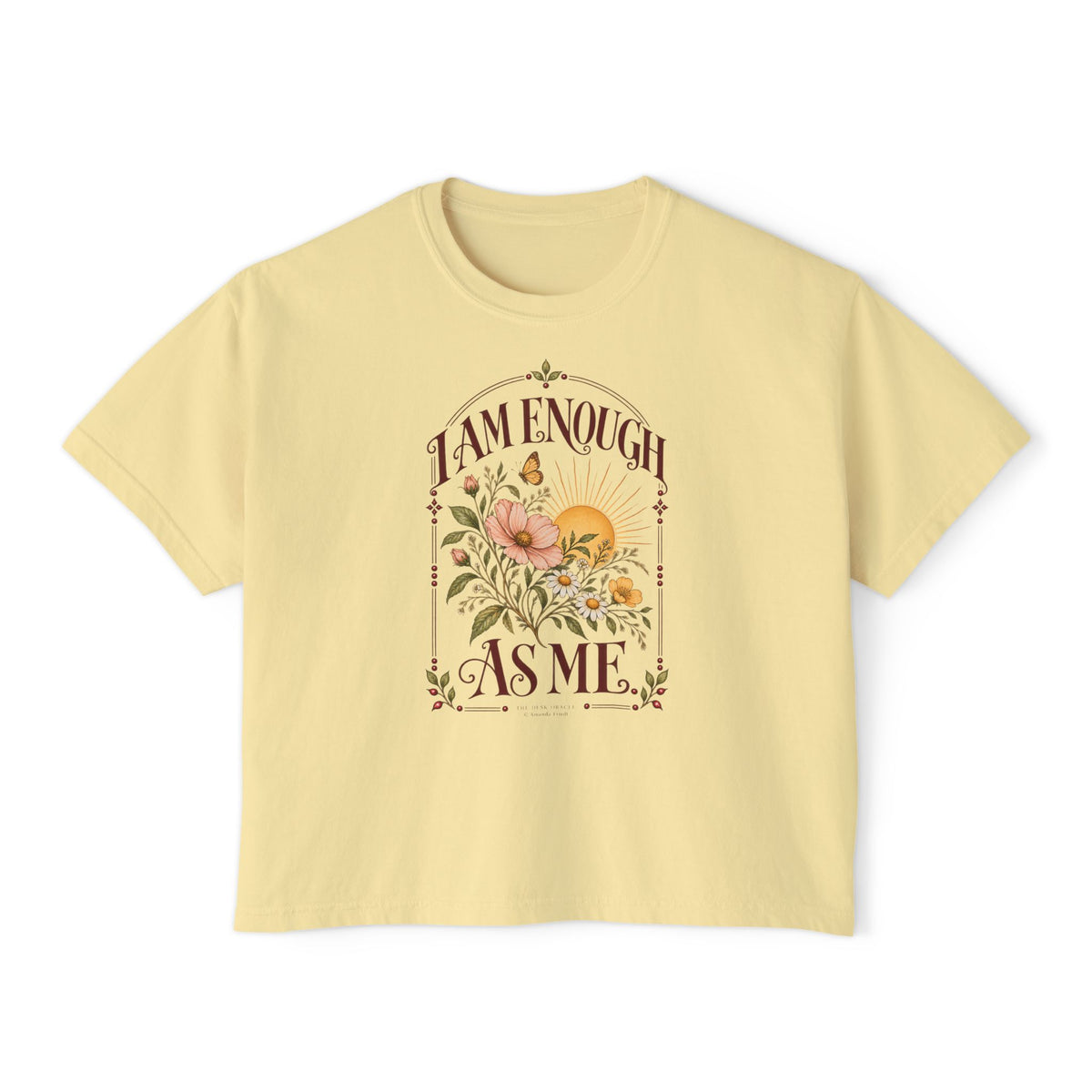 I Am Enough As Me Tee, sunshine floral boxy t-shirt – photo 3 of 7