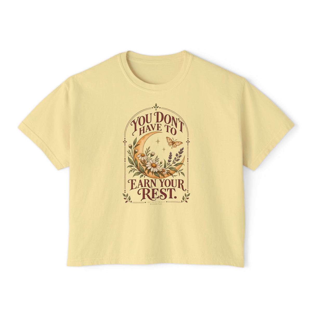 You Don't Have to Earn Your Rest Tee, moon floral boxy t-shirt – photo 3 of 7