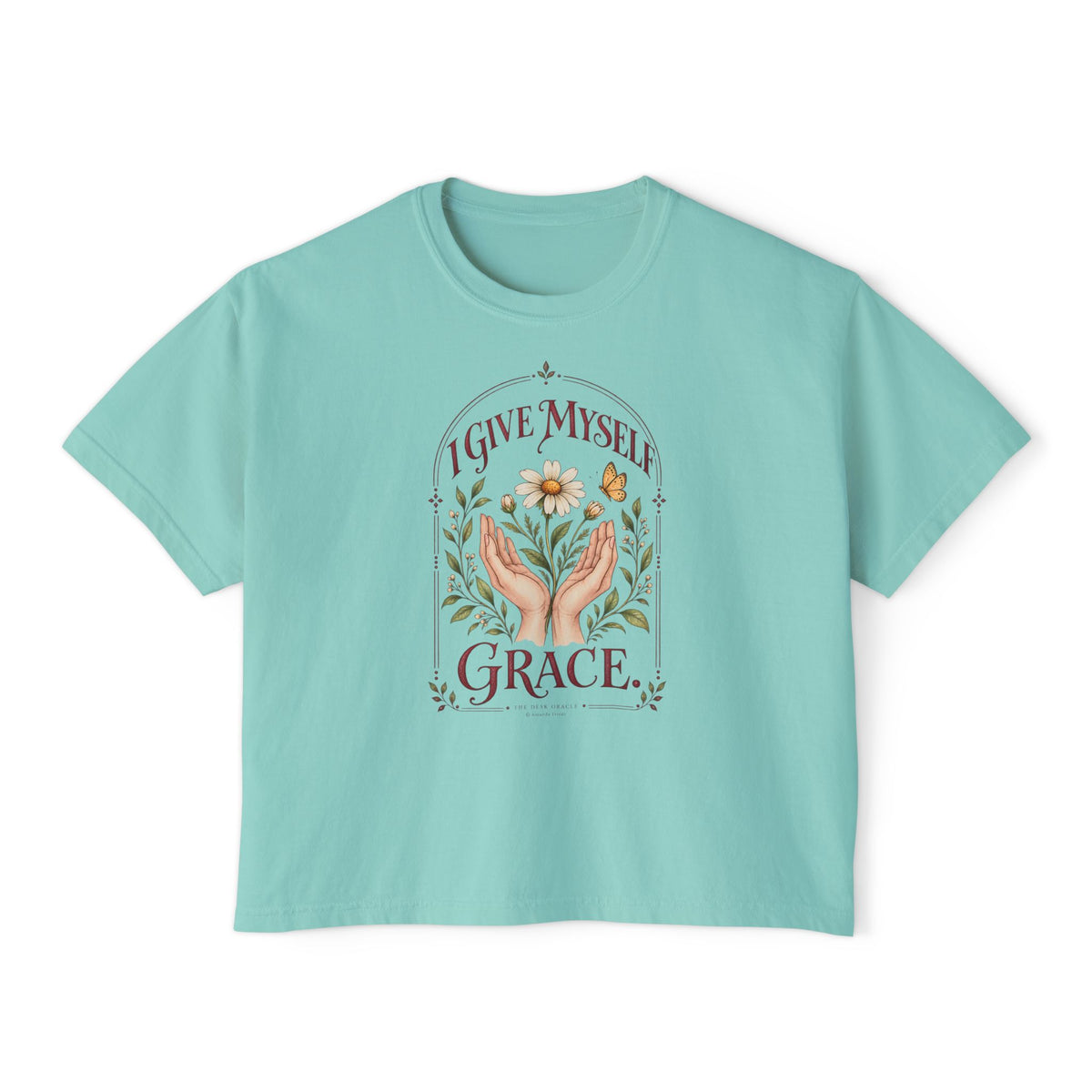 I Give Myself Grace Tee, floral boxy t-shirt – photo 4 of 7