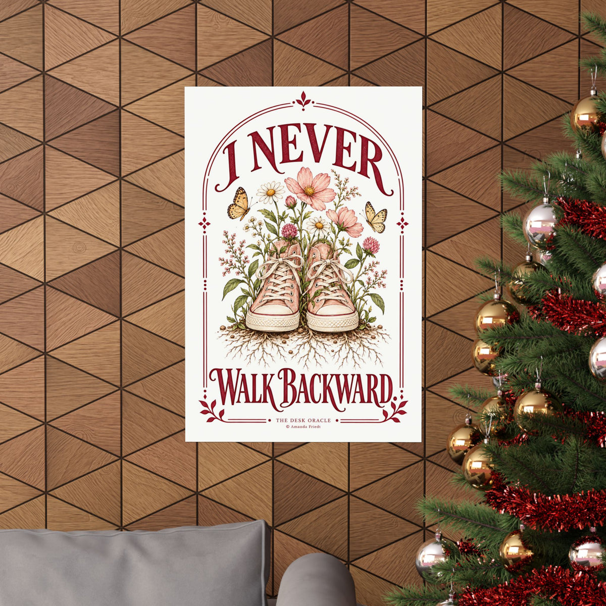 I Never Walk Backward Print, floral sneaker motivational poster – photo 6 of 20