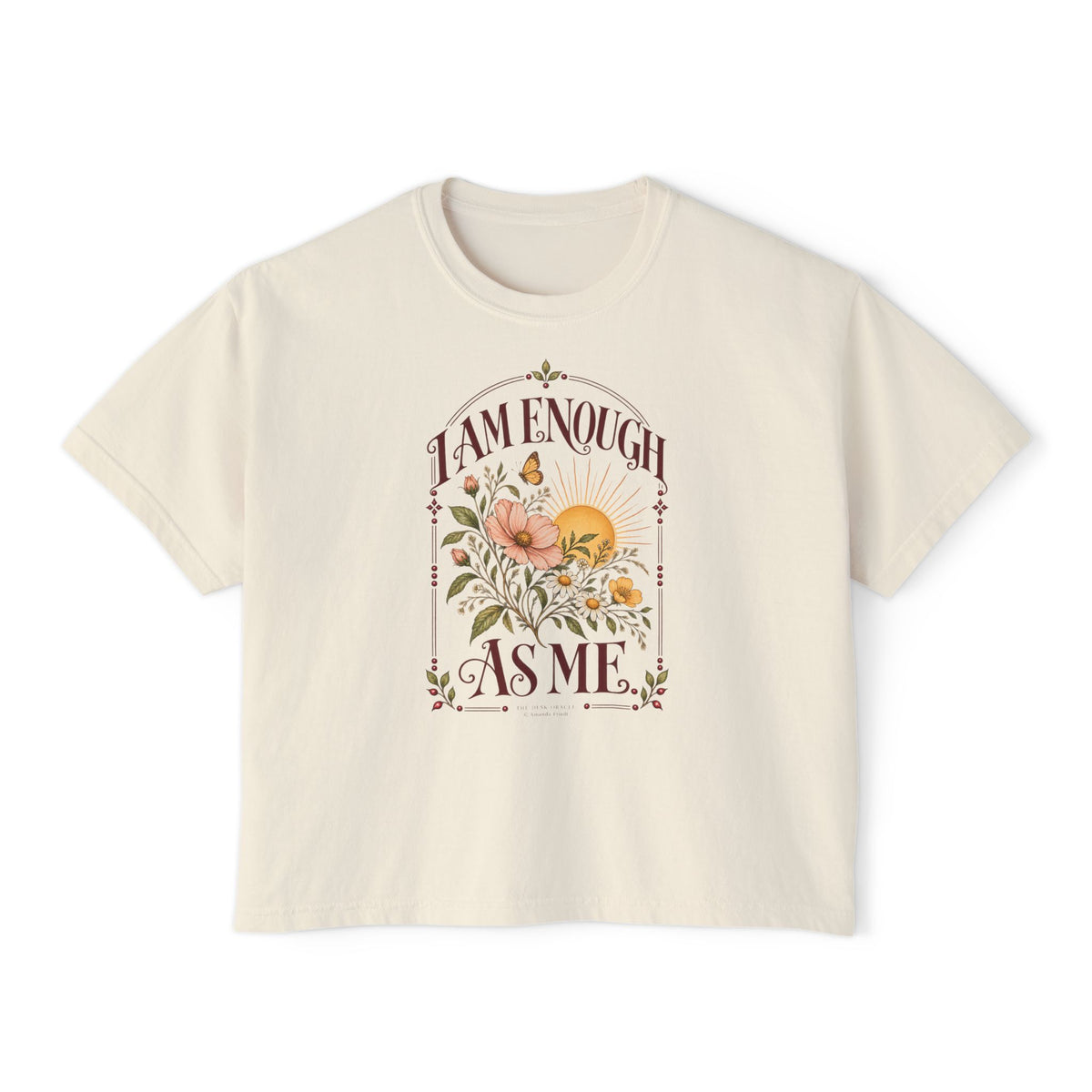I Am Enough As Me Tee, sunshine floral boxy t-shirt – photo 6 of 7