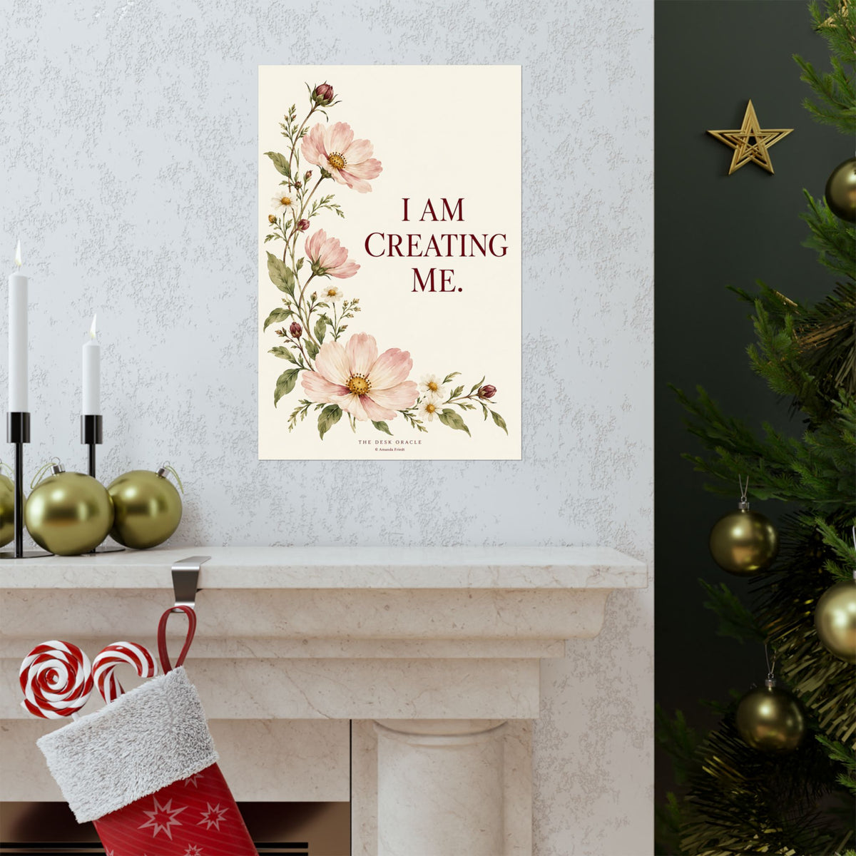 I Am Creating Me Affirmation Print, floral quote poster – photo 16 of 20