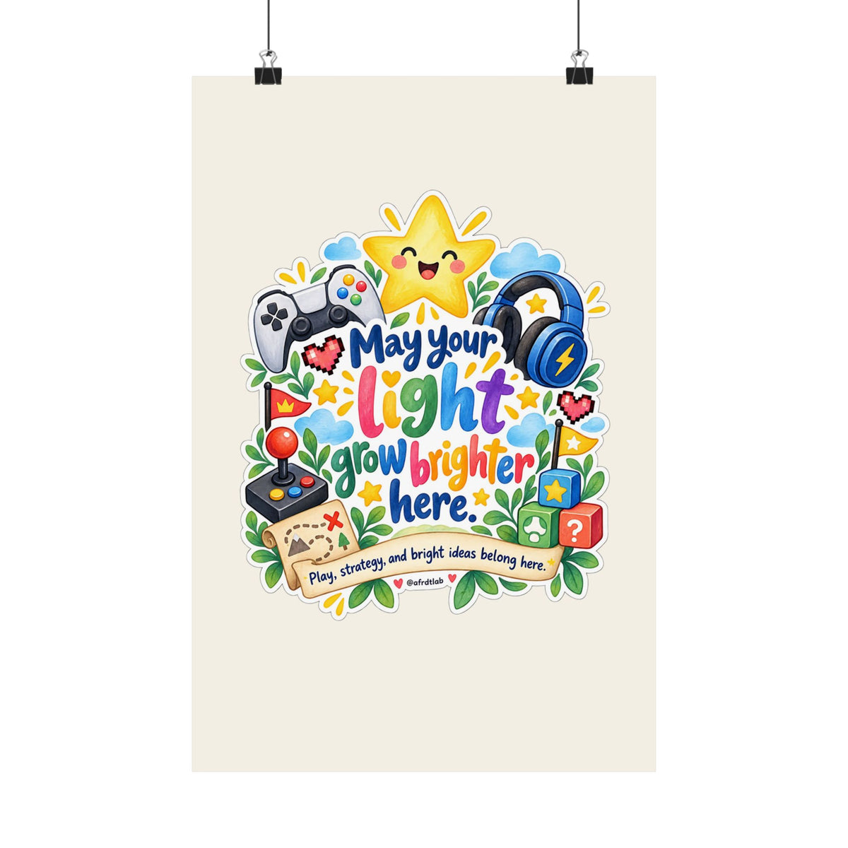 Gamer Kids Wall Art Print, May Your Light Grow Brighter Here – photo 2 of 20