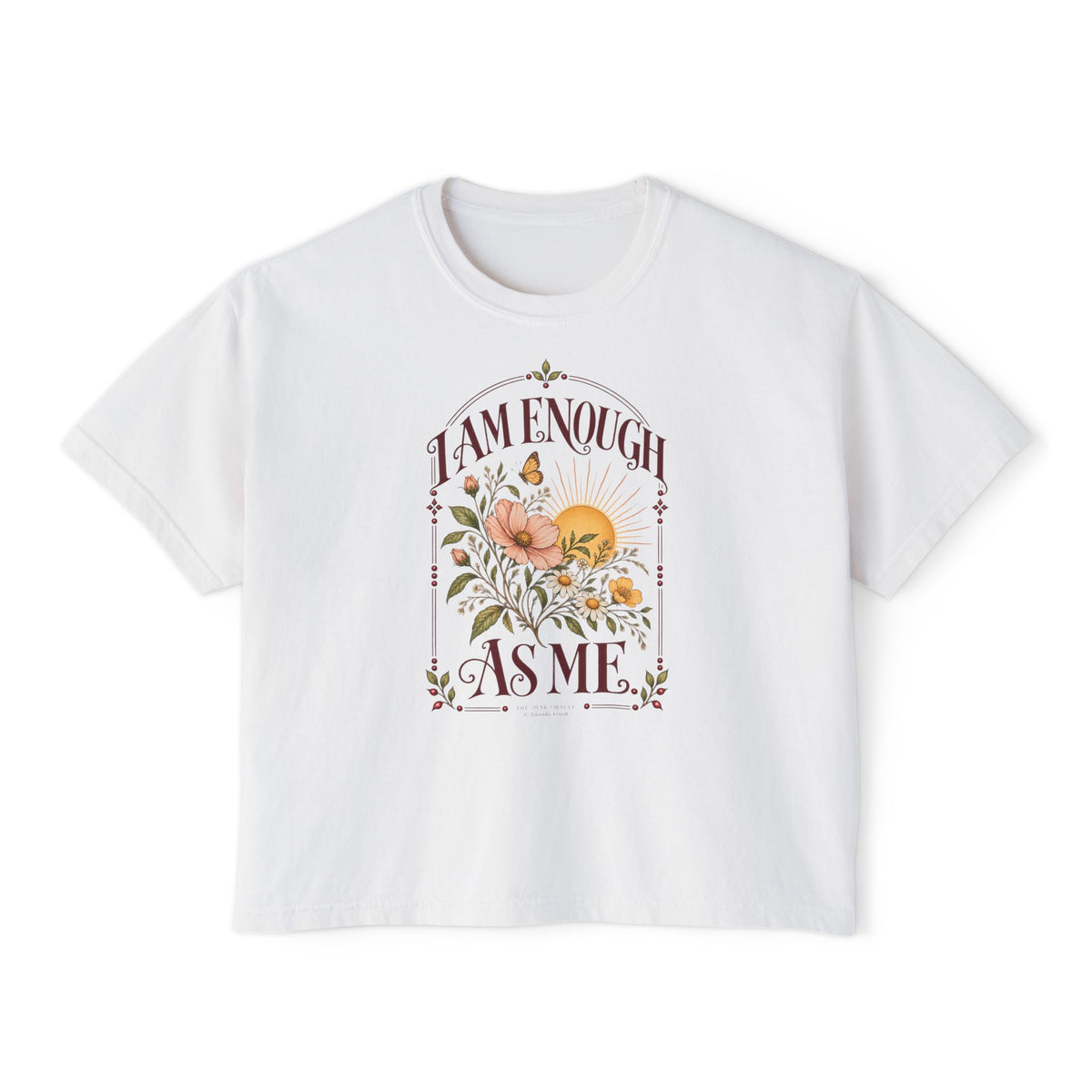 I Am Enough As Me Tee, sunshine floral boxy t-shirt – photo 1 of 7
