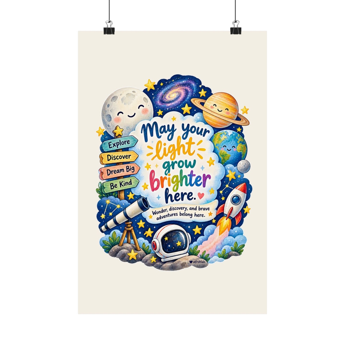 Space Kids Wall Art Print, May Your Light Grow Brighter Here – photo 2 of 20