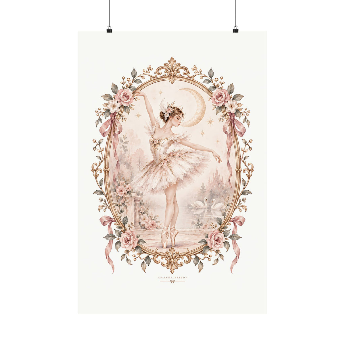 Ballerina and Moon Wall Art Print – photo 3 of 20
