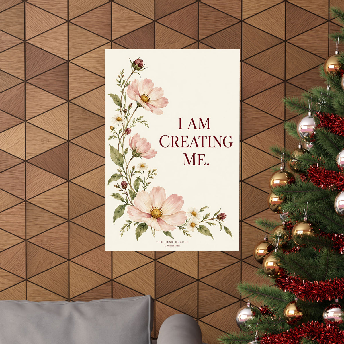 I Am Creating Me Affirmation Print, floral quote poster – photo 6 of 20