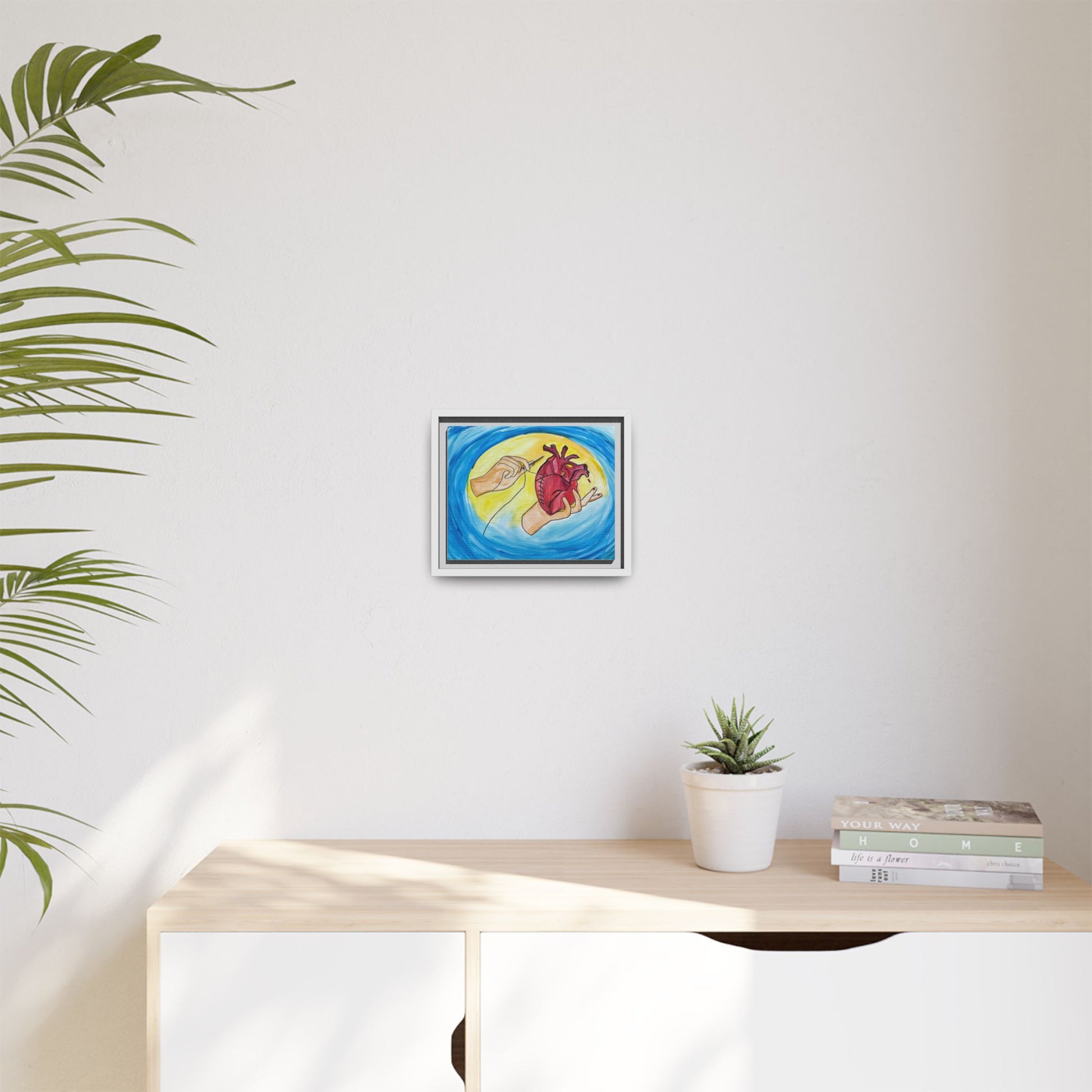 Mending Heart anatomical heart wall art — scale view