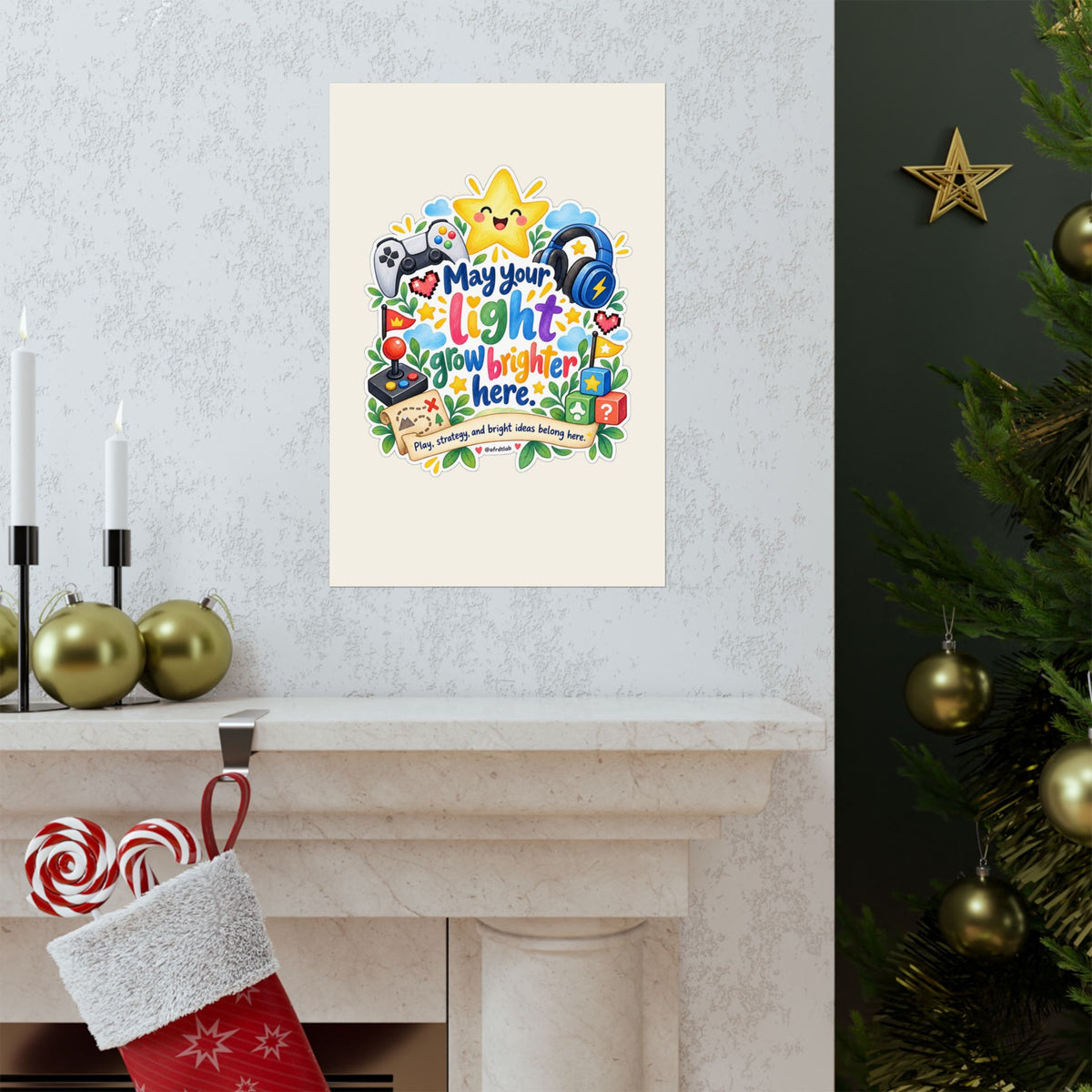 Gamer Kids Wall Art Print, May Your Light Grow Brighter Here – photo 16 of 20