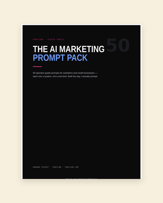 The AI Marketing Prompt Pack cover from FRDTLAB