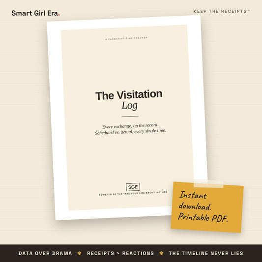 Visitation log printable parenting time tracker PDF on notebook background