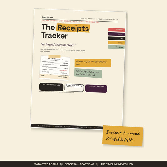 Custody documentation tracker printable PDF cover with court-ready log system